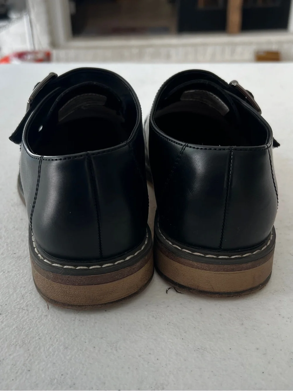 Black Leather Monk Strap Boy's Dress Shoes